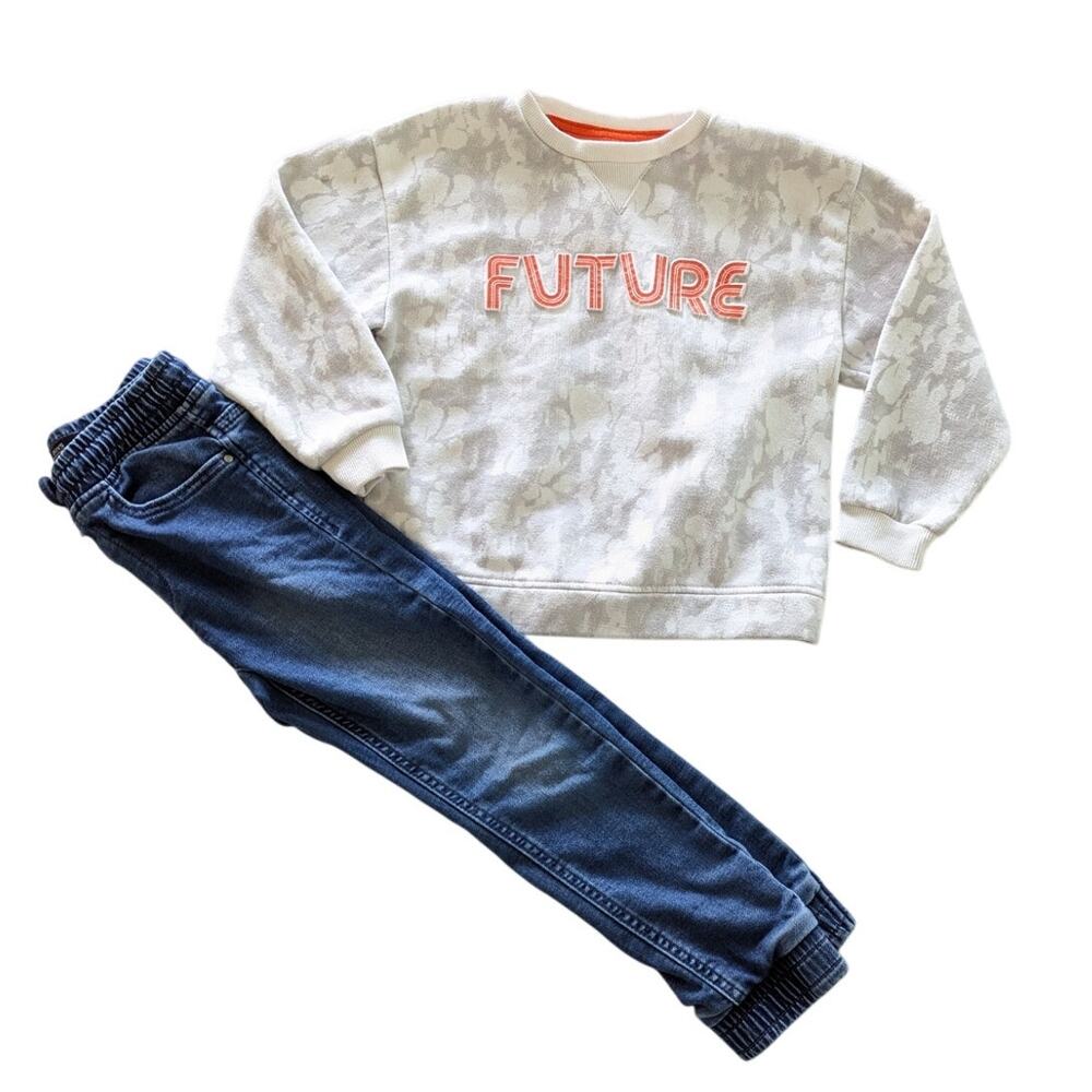Primark Boys 2-Piece Outfit Set Sweater & Denim Joggers size 6